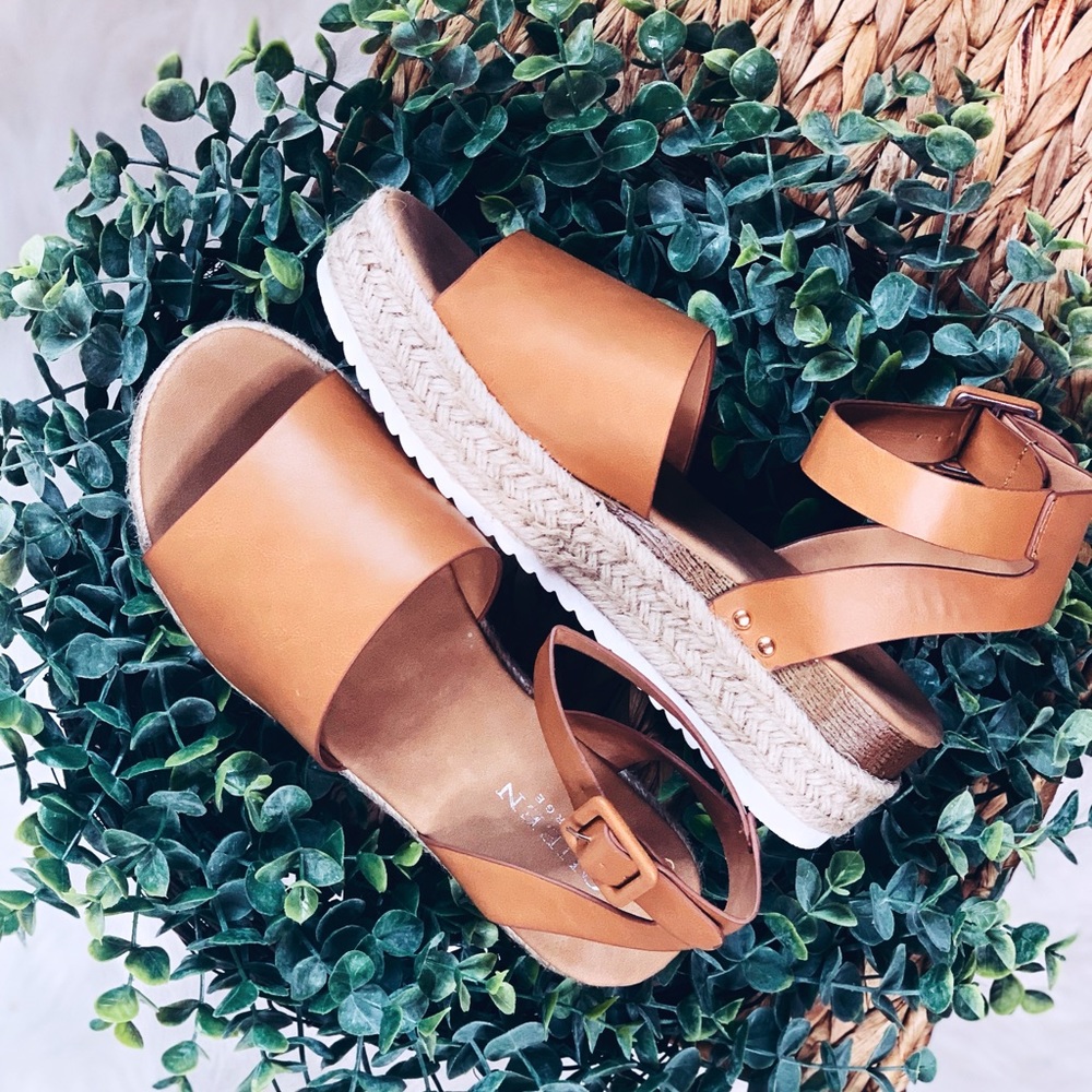 Tan wedge sandals